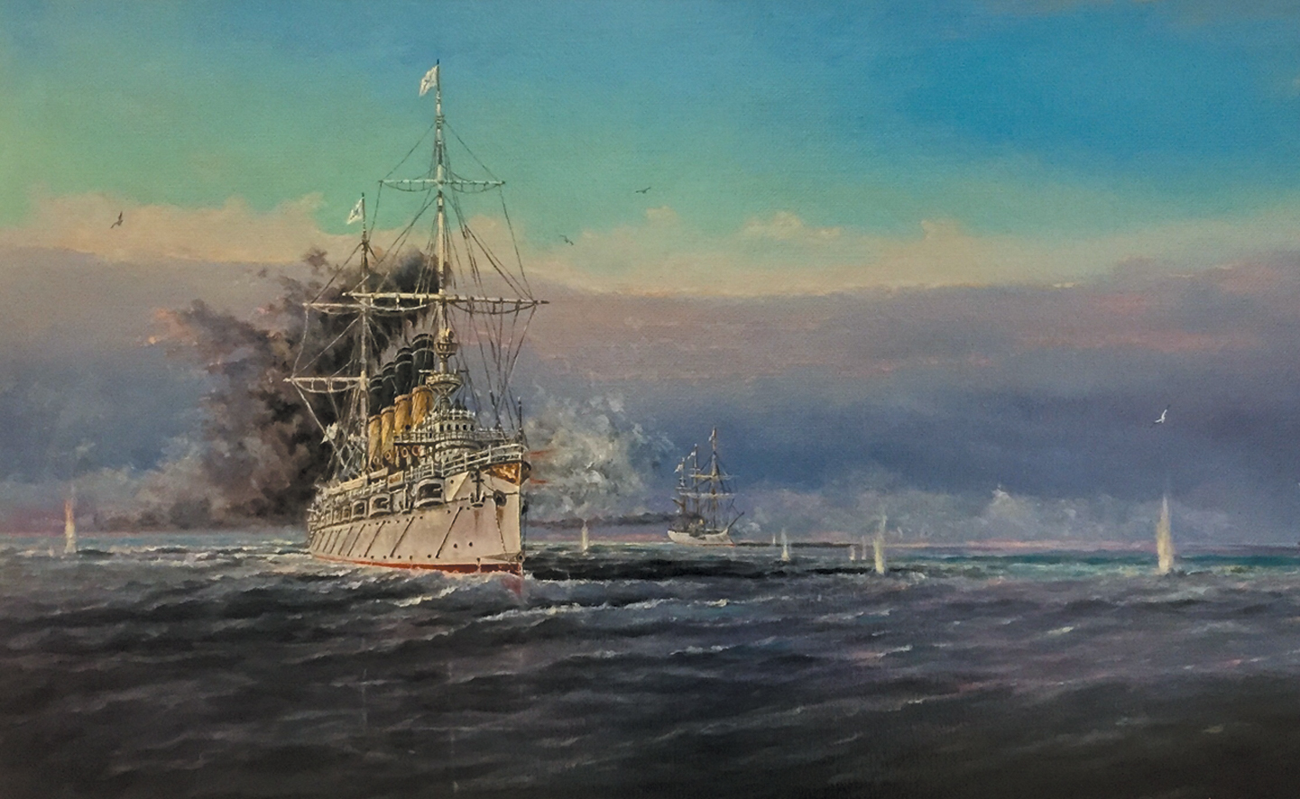 Бой при Чемульпо. Последний парад крейсера Варяг. Владимир Косов. Источник https://ru.wikipedia.org/.