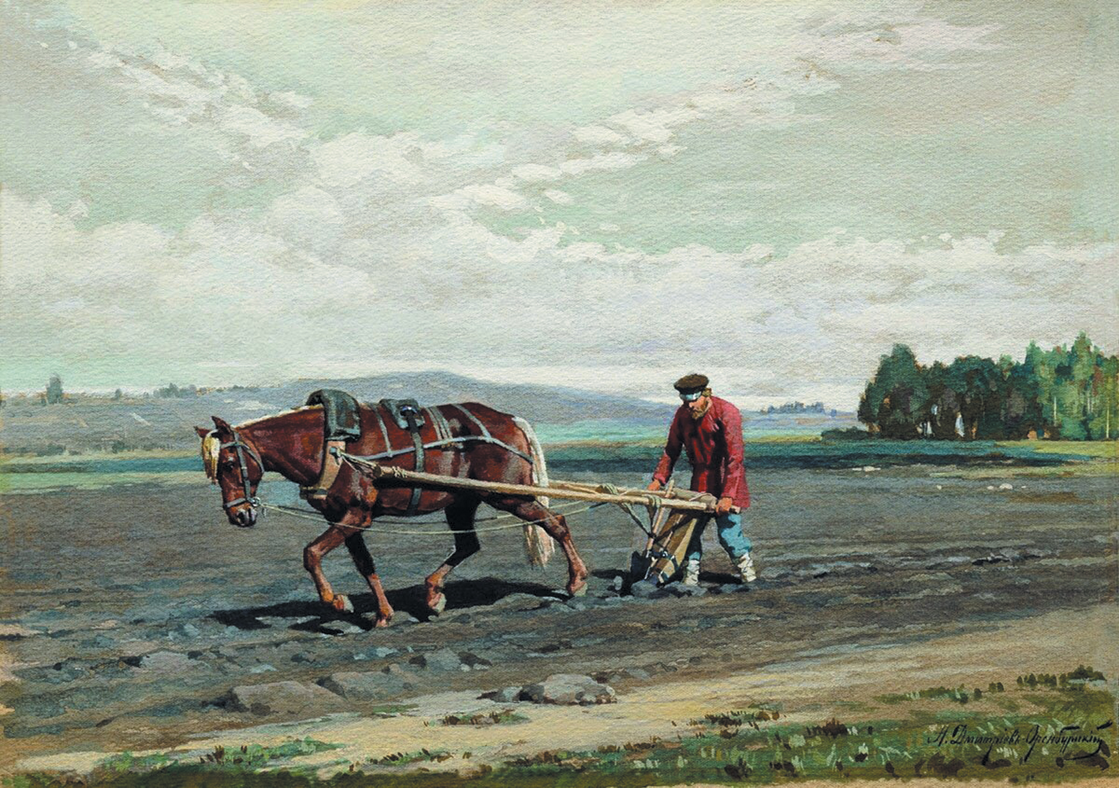 Крестьянин пашет поле. Источник: https://schci.ru/.